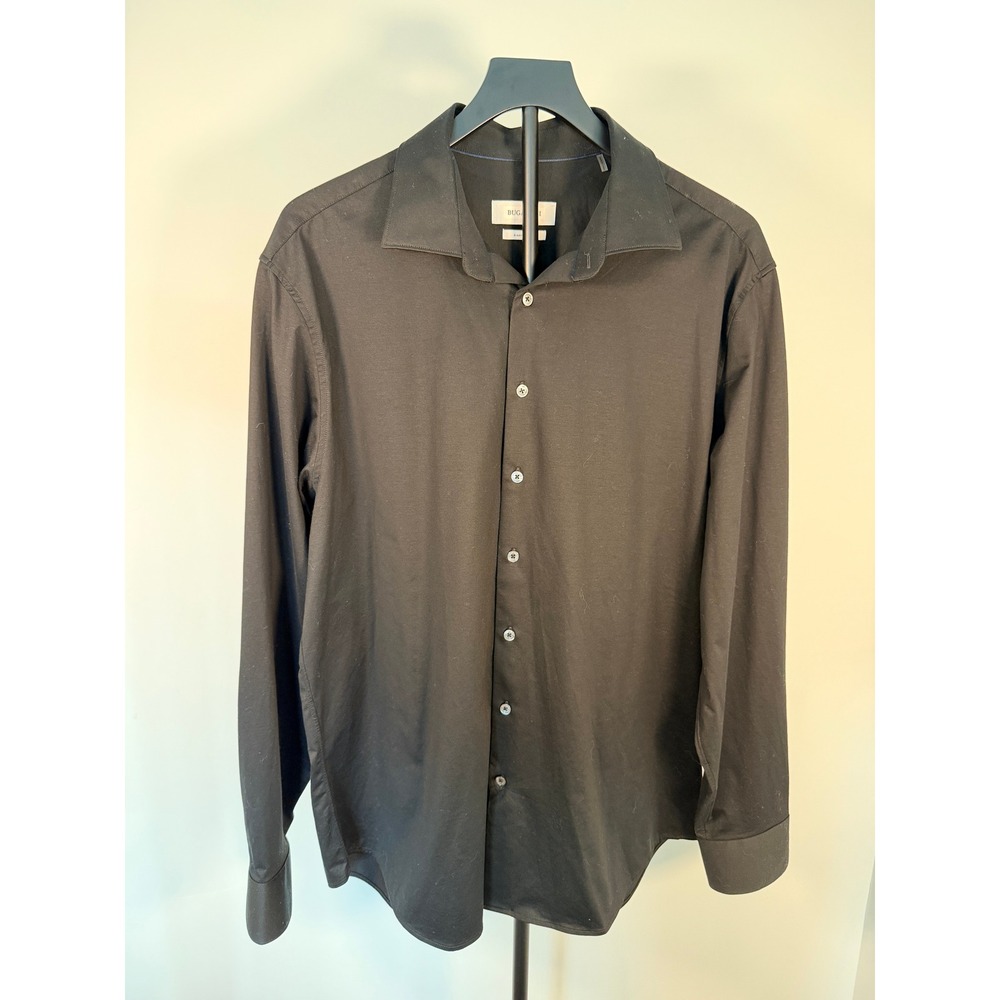 Bugatchi Mens 8-Way Stretch Long Sleeve Button Down Shirt Black XL TF9500K60